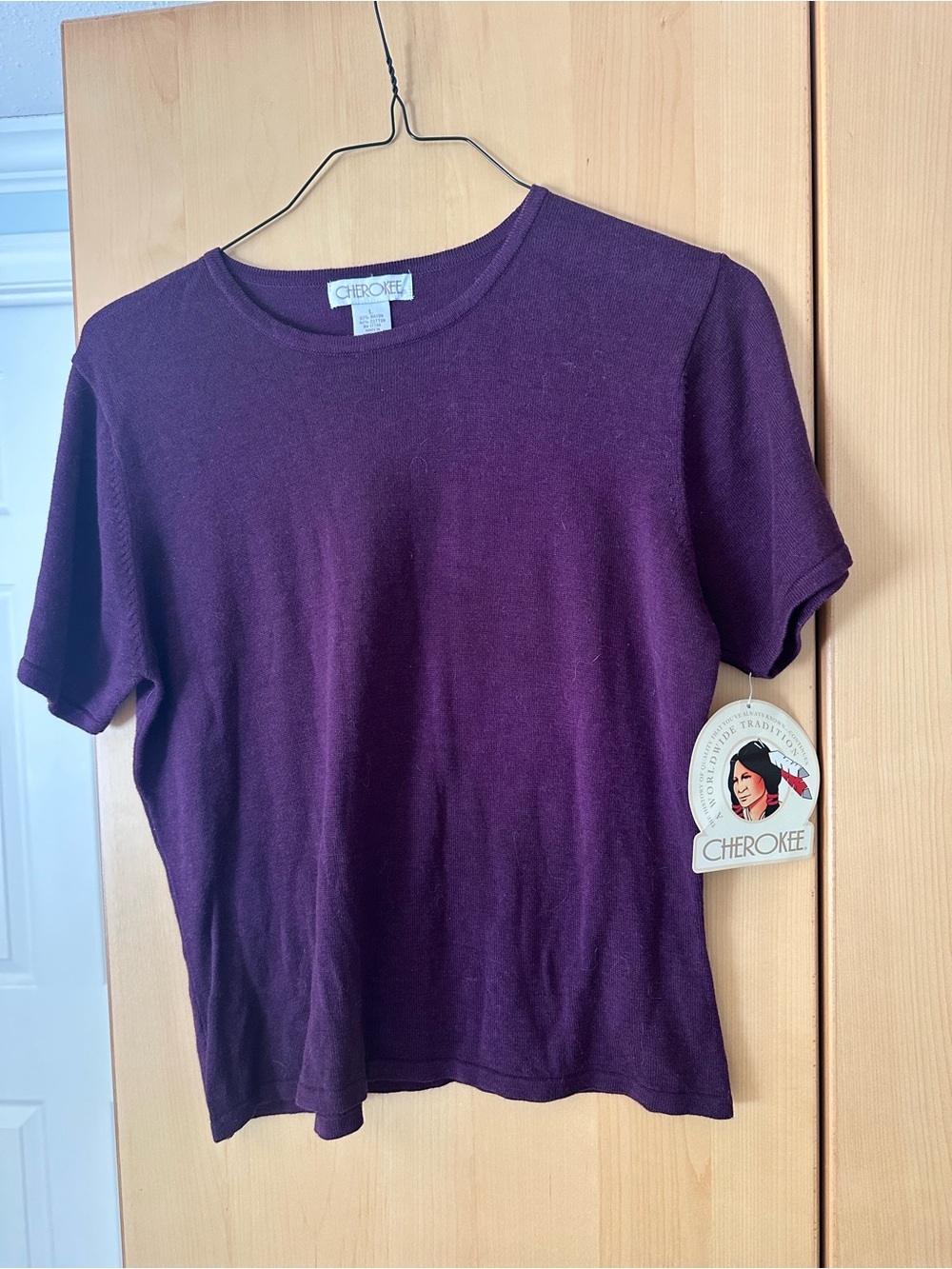Cherokee Deep Plum Short Sleeve Crew Tee vintage w tags